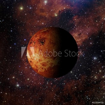 Picture of Solar system planet Venus on nebula background 3d rendering Elements of this image furnished by NASA